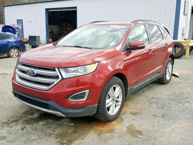 2FMTK3J85FBB94895 - 2015 FORD EDGE SEL MAROON photo 2