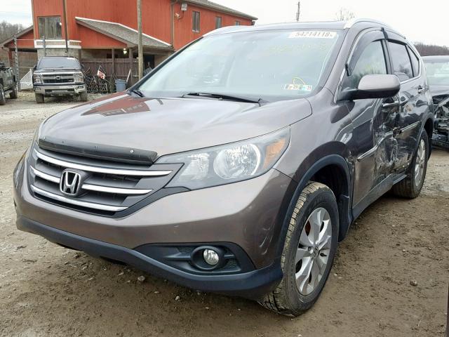 2HKRM4H77EH623100 - 2014 HONDA CR-V EXL BROWN photo 2