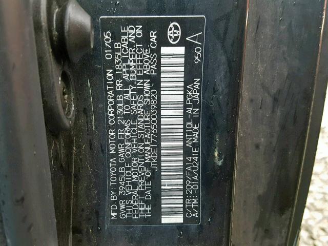 JTKDE177650039820 - 2005 TOYOTA SCION TC Qara foto 10