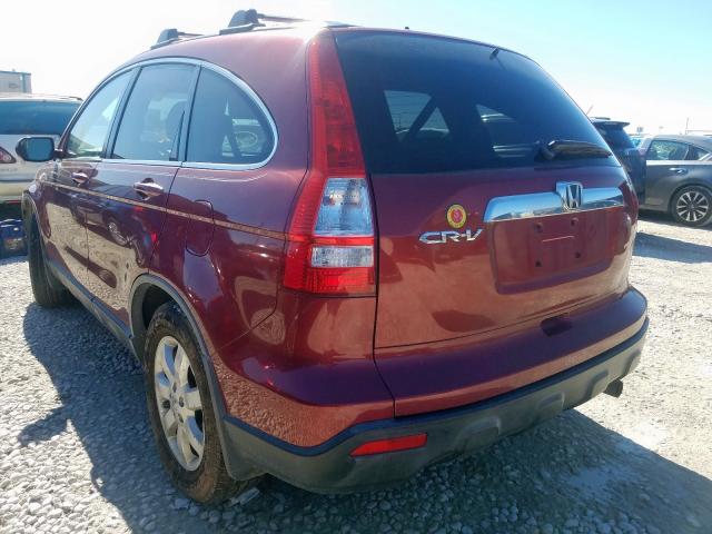 JHLRE38758C020589 - 2008 HONDA CR-V EXL BURGUNDY photo 3