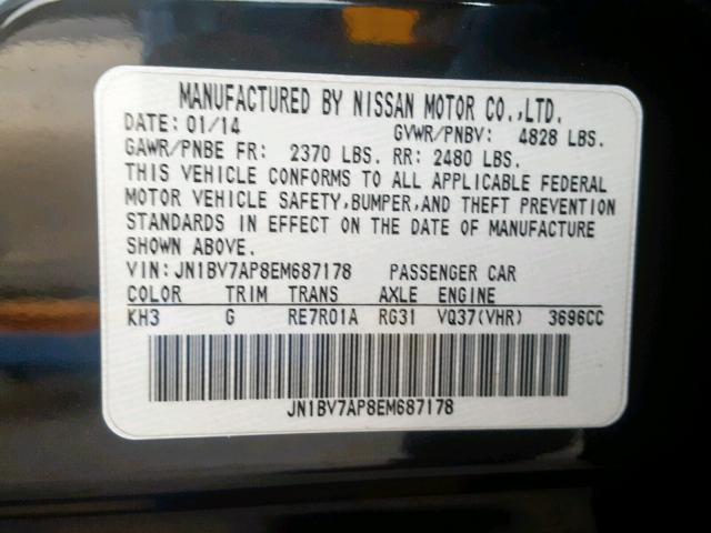 JN1BV7AP8EM687178 - 2014 INFINITI Q50 BASE BLACK photo 10