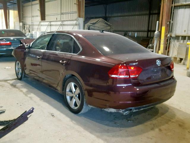 1VWBP7A32DC084149 - 2013 VOLKSWAGEN PASSAT SE BURGUNDY photo 3