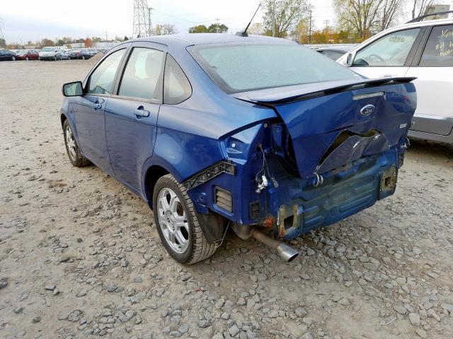 1FAHP36NX9W209216 - 2009 FORD FOCUS SES BLUE photo 3