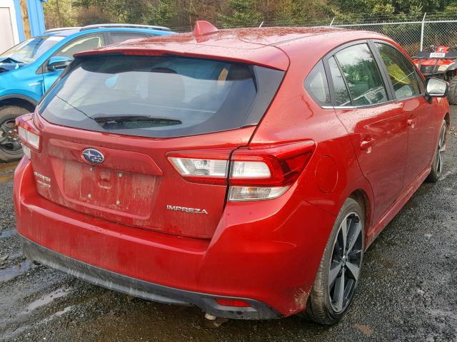 4S3GTAW6XJ3727654 - 2018 SUBARU IMPREZA LI RED photo 4