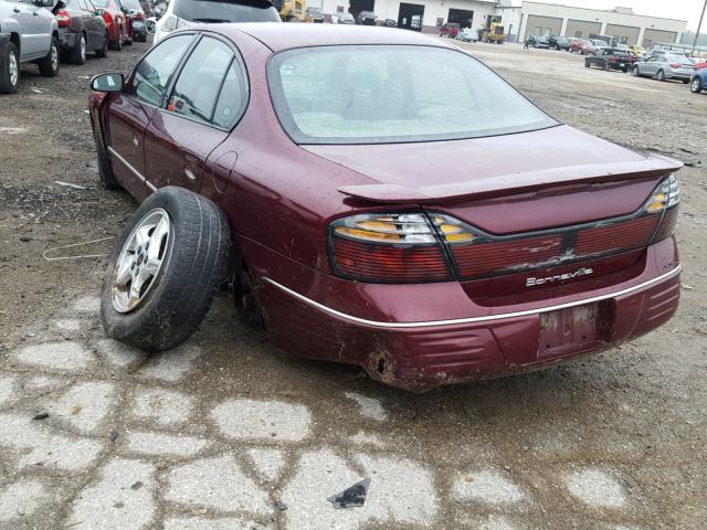 1G2HX54K414190844 - 2001 PONTIAC BONNEVILLE BURGUNDY photo 3