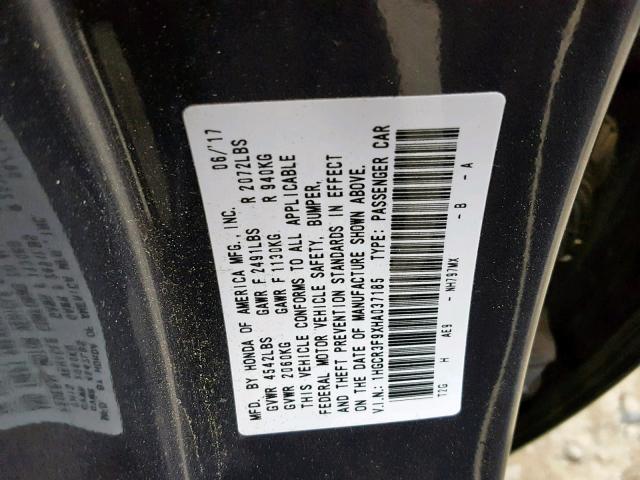 1HGCR3F9XHA037185 - 2017 HONDA ACCORD TOU GRAY photo 10