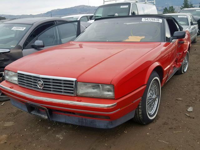 1G6VR3383MU100013 - 1991 CADILLAC ALLANTE CV RED photo 2