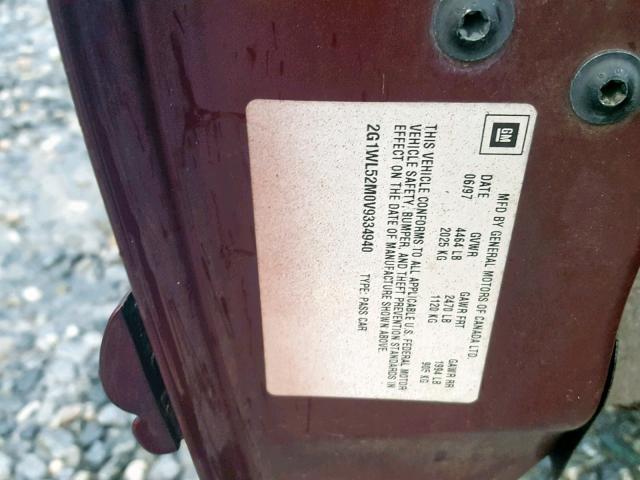 2G1WL52M0V9334940 - 1997 CHEVROLET LUMINA BAS Bordo foto 10