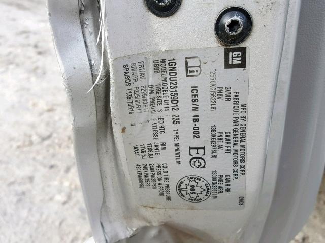 1GNDU23159D124235 - 2009 CHEVROLET UPLANDER L Gümüş foto 10