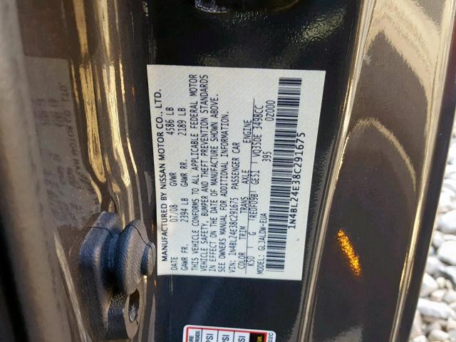 1N4BL24E38C291675 - 2008 NISSAN ALTIMA 3.5 GRAY photo 10