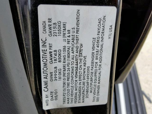 2CNBE634916953595 - 2001 CHEVROLET TRACKER LT BLACK photo 10