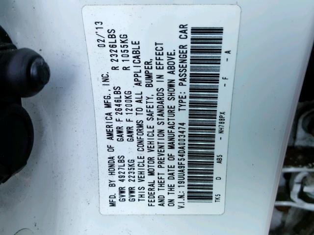 19UUA9F54DA003474 - 2013 ACURA TL TECH WHITE photo 10