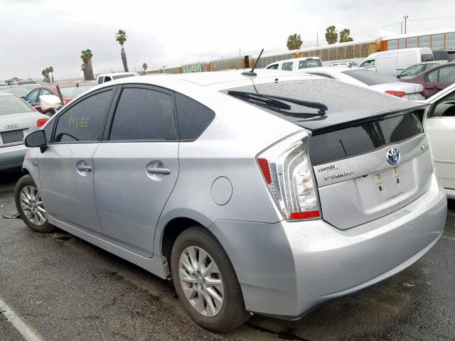 JTDKN3DP9D3039144 - 2013 TOYOTA PRIUS PLUG SILVER photo 3