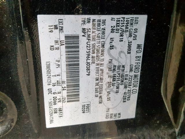 5LMFU27596LJ03879 - 2006 LINCOLN NAVIGATOR Қара фото 10