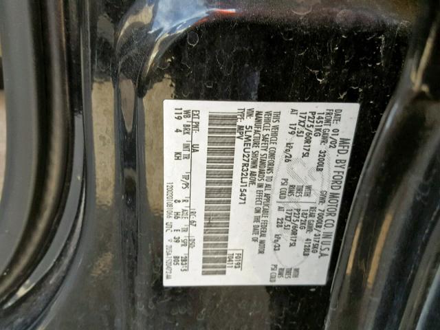 5LMEU27R32LJ15471 - 2002 LINCOLN NAVIGATOR BLACK photo 10