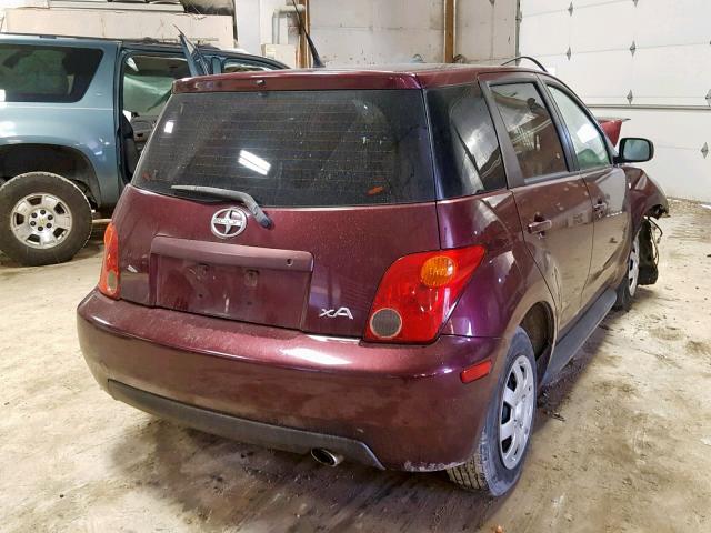 JTKKT624740050038 - 2004 TOYOTA SCION XA BURGUNDY photo 4