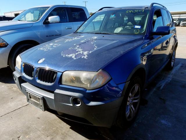 WBXPA93405WD07662 - 2005 BMW X3 3.0I BLUE photo 2