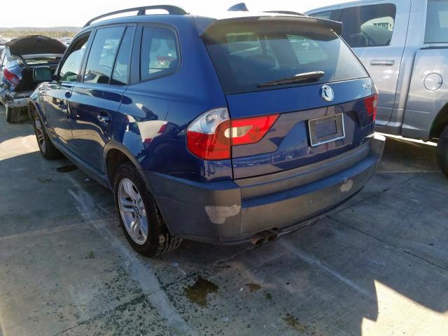 WBXPA93405WD07662 - 2005 BMW X3 3.0I BLUE photo 3