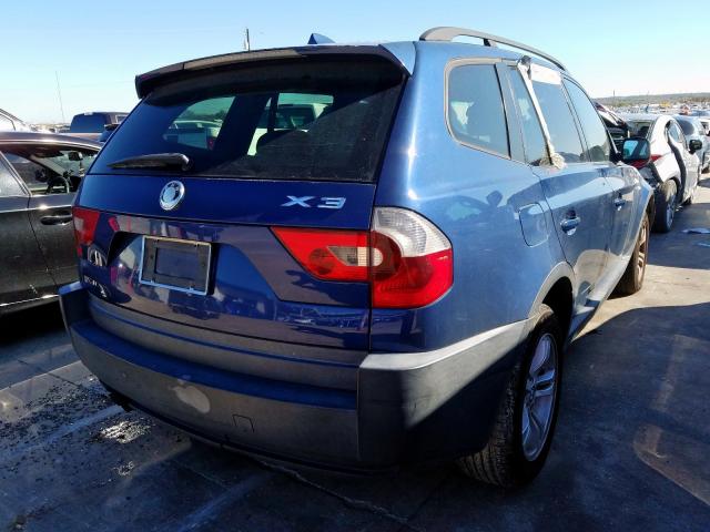 WBXPA93405WD07662 - 2005 BMW X3 3.0I BLUE photo 4