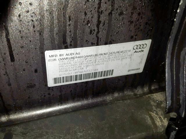 WAUNF78P66A032188 - 2006 AUDI A3 2.0 PRE GRAY photo 10