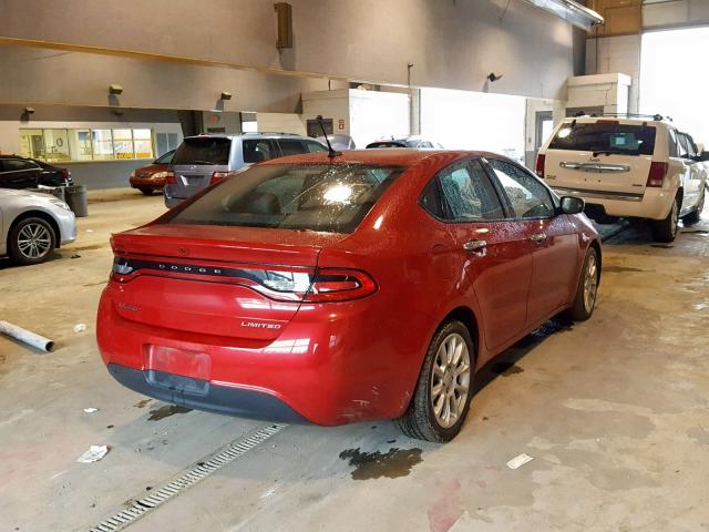 1C3CDFCA3DD343462 - 2013 DODGE DART LIMIT RED photo 4