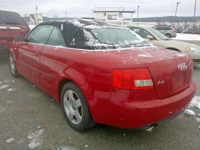 WAUAC48H15K008680 - 2005 AUDI A4 1.8 CAB RED photo 3