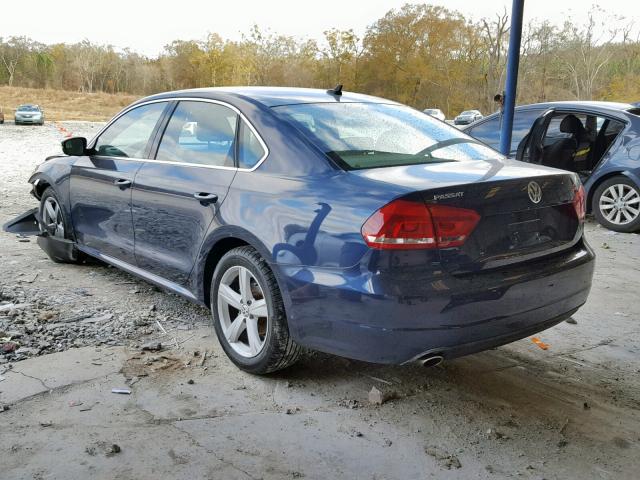 1VWBP7A31DC050235 - 2013 VOLKSWAGEN PASSAT SE BLUE photo 3