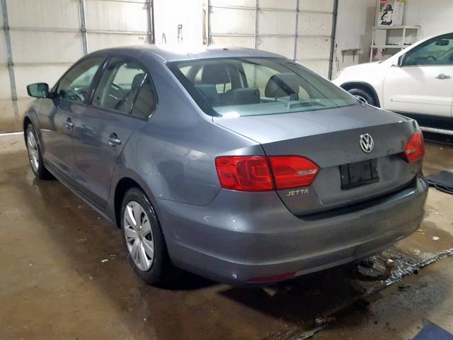 3VW1K7AJ8CM388866 - 2012 VOLKSWAGEN JETTA BASE Մոխրագույն լուսանկար 3