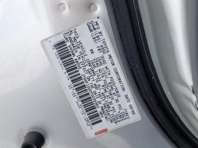 JT6HF10U0Y0099383 - 2000 LEXUS RX 300 GRAY photo 10