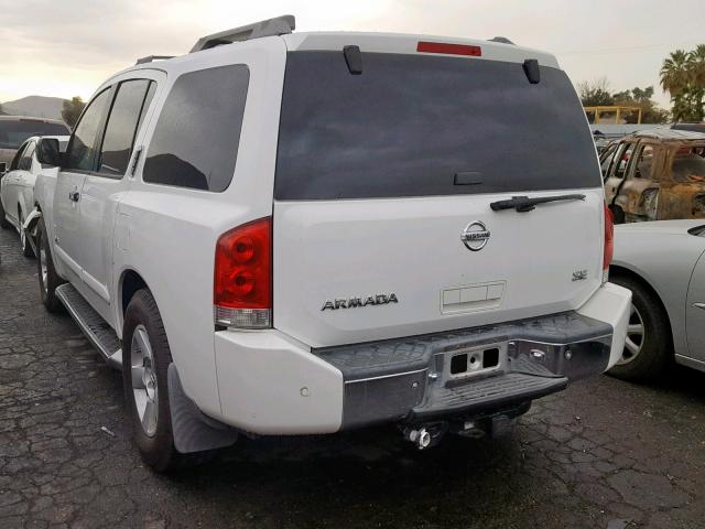 5N1AA08A85N722014 - 2005 NISSAN ARMADA SE WHITE photo 3