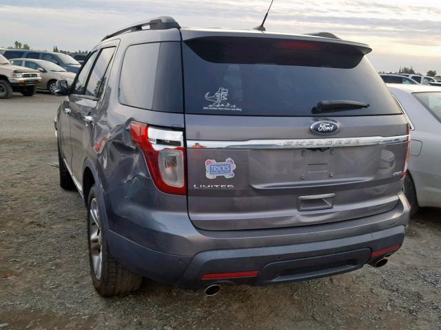 1FM5K8F86EGA28360 - 2014 FORD EXPLORER L GRAY photo 3