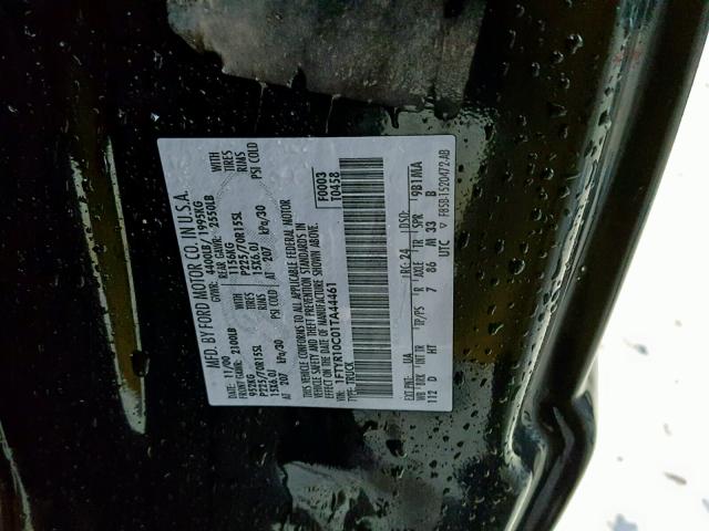 1FTYR10C01TA44461 - 2001 FORD RANGER BLACK photo 10