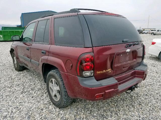 1GNDT13S152305554 - 2005 CHEVROLET TRAILBLAZE BURGUNDY photo 3