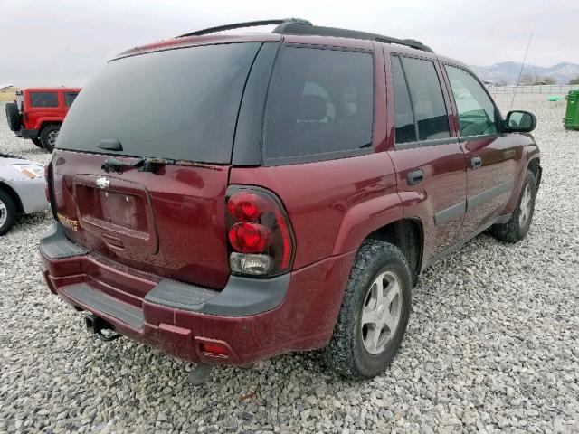 1GNDT13S152305554 - 2005 CHEVROLET TRAILBLAZE BURGUNDY photo 4