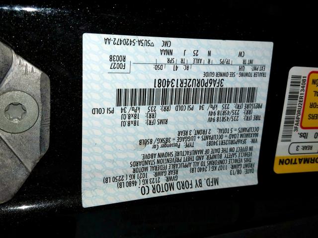 3FA6P0RU2ER134081 - 2014 FORD FUSION TIT BLACK photo 10