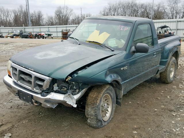 1FTYR11U1WTA21625 - 1998 FORD RANGER GREEN photo 2