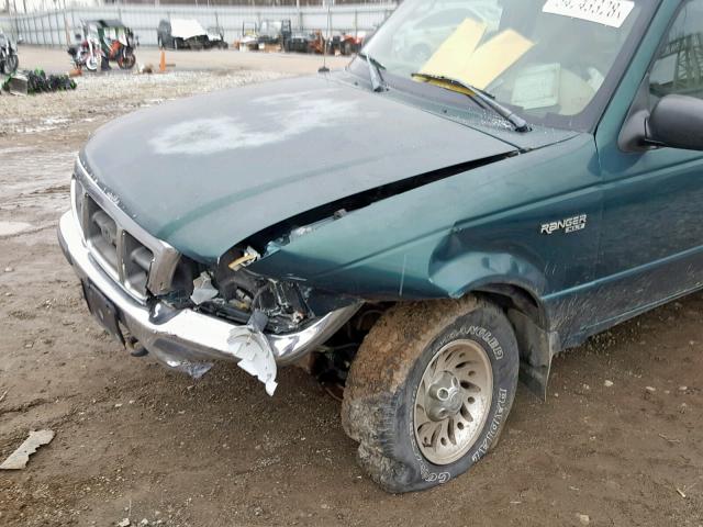 1FTYR11U1WTA21625 - 1998 FORD RANGER GREEN photo 9