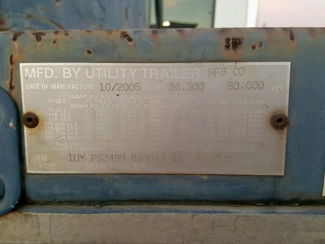 1UYFS24896A884301 - 2006 UTILITY TRAILER BLUE photo 10