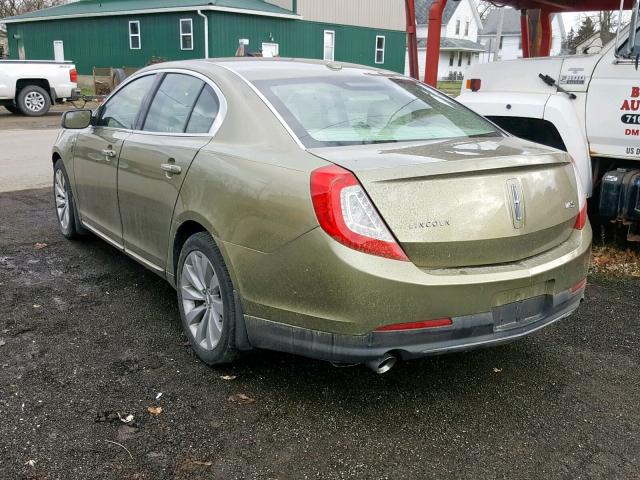 1LNHL9DK5DG603951 - 2013 LINCOLN MKS GREEN photo 3