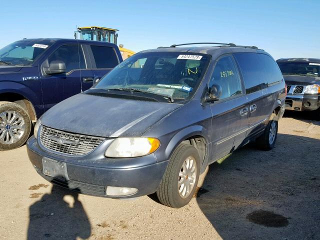 2C4GP54L22R630462 - 2002 CHRYSLER TOWN & COU BLUE photo 2