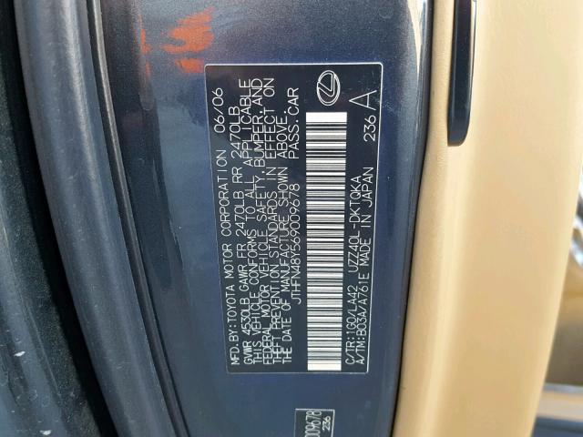 JTHFN48Y569009678 - 2006 LEXUS SC 430 GRAY photo 10