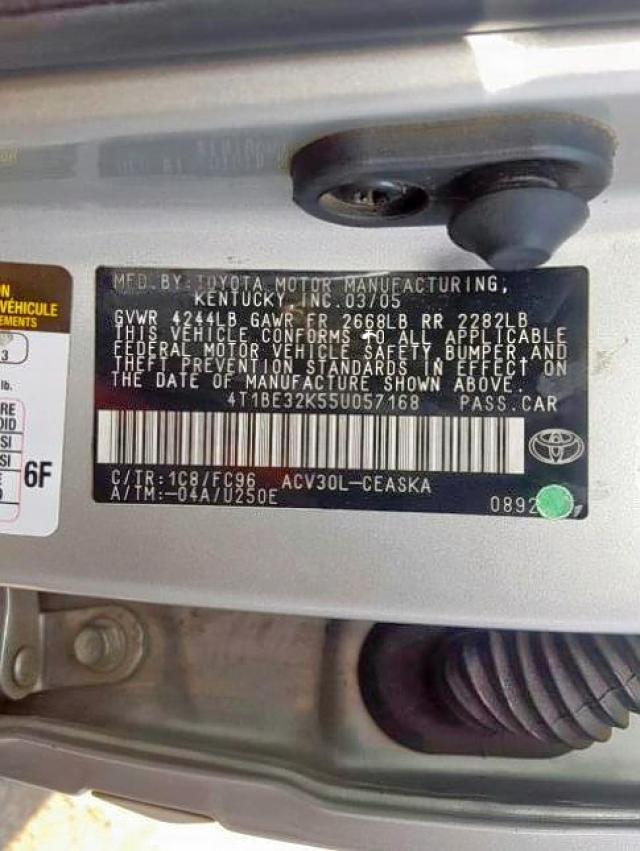 4T1BE32K55U057168 - 2005 TOYOTA CAMRY LE SILVER photo 10