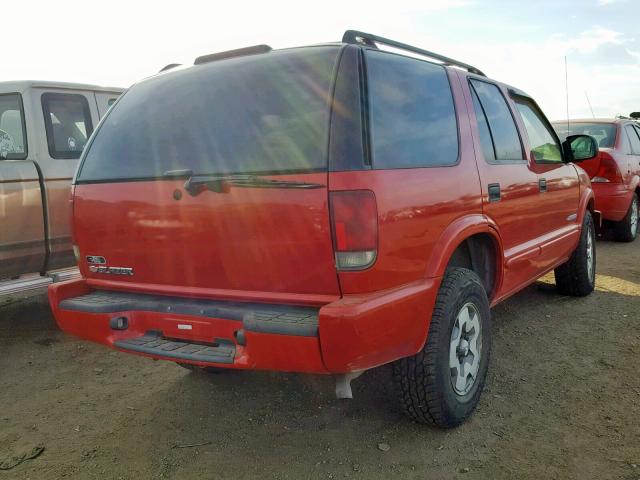 1GNDT13X64K164734 - 2004 CHEVROLET BLAZER RED photo 4