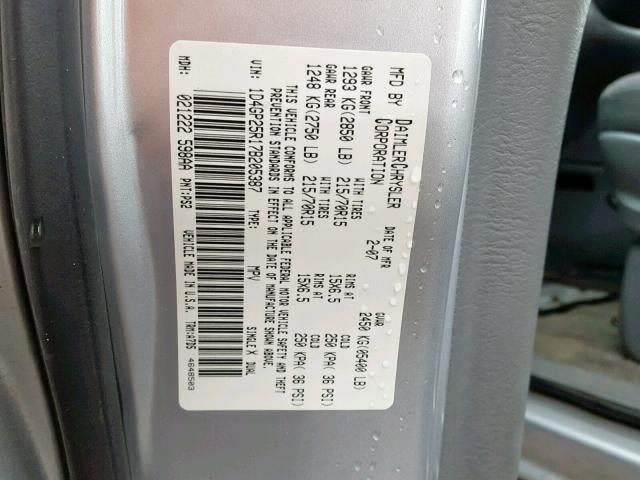 1D4GP25R17B205387 - 2007 DODGE CARAVAN SE SILVER photo 10