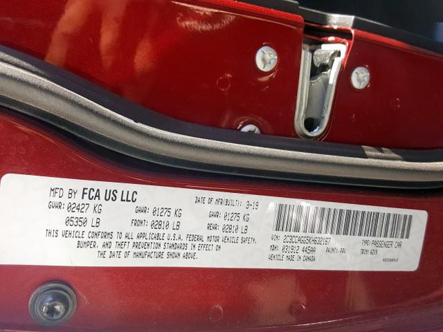 2C3CCAGG5KH632167 - 2019 CHRYSLER 300 S RED photo 10