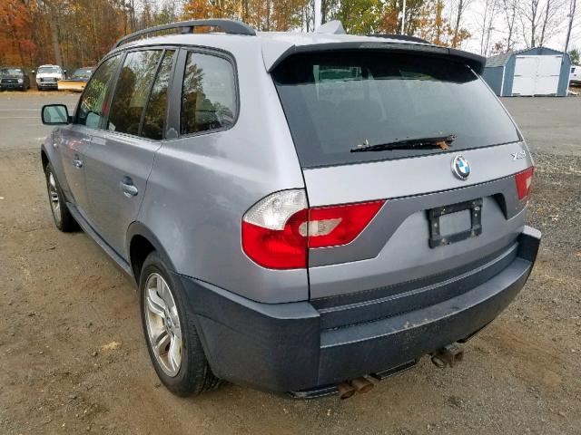 WBXPA93495WD11709 - 2005 BMW X3 3.0I GRAY photo 3