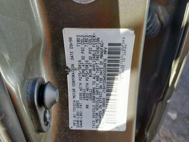 JT6HT00W5X0028876 - 1999 LEXUS LX 470 GRAY photo 10