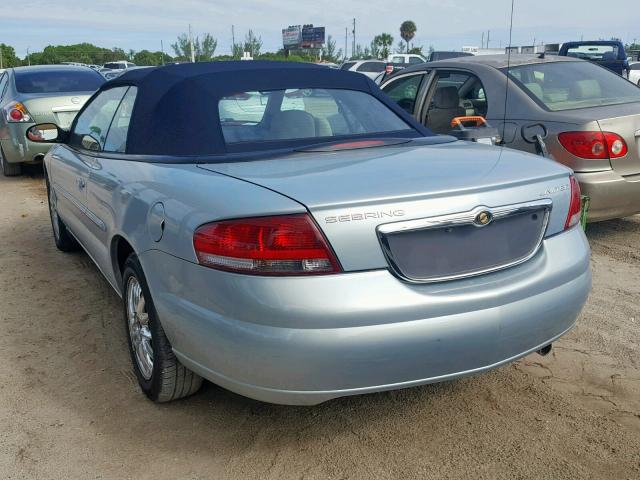 1C3EL65R72N187285 - 2002 CHRYSLER SEBRING LI BLUE photo 3