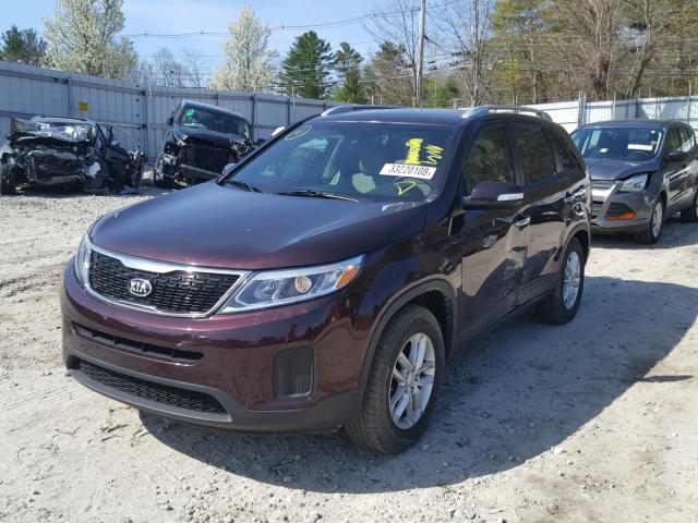 5XYKT4A73EG427080 - 2014 KIA SORENTO LX BURGUNDY photo 2