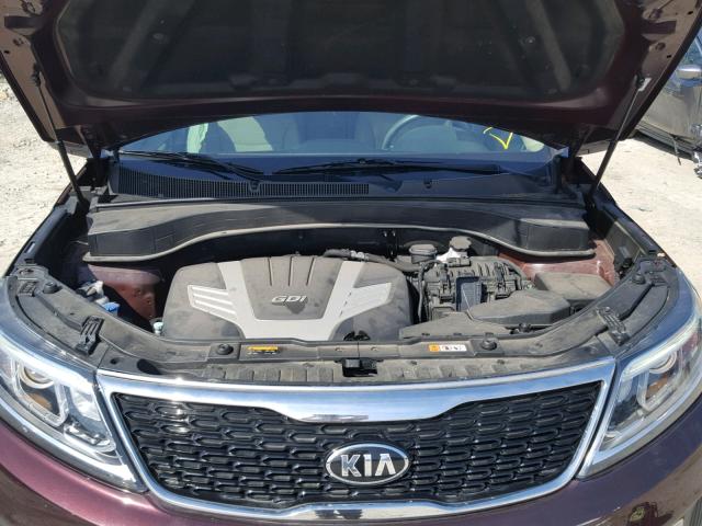 5XYKT4A73EG427080 - 2014 KIA SORENTO LX BURGUNDY photo 7